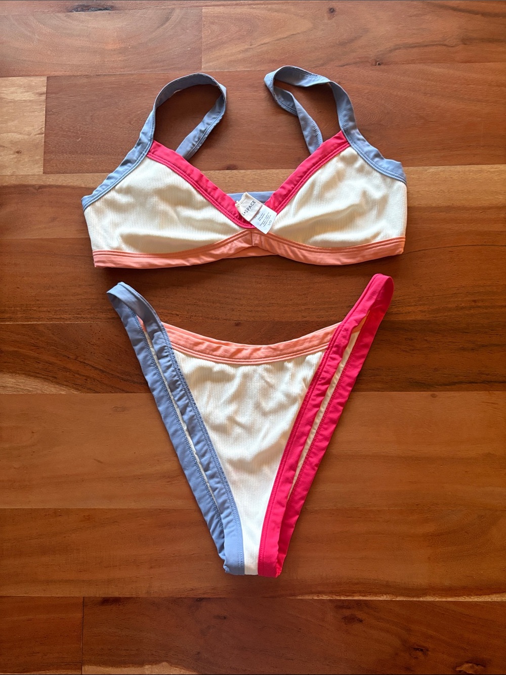 L*SPACE Colorblock Ribbed Bikini Set Size Large